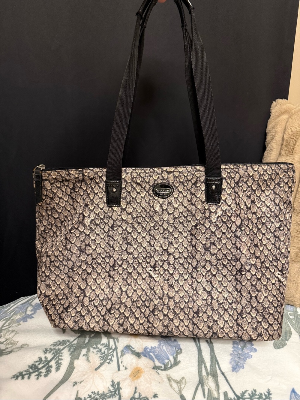 Coach Snakeskin Print Tote & Leopard Pouch Set